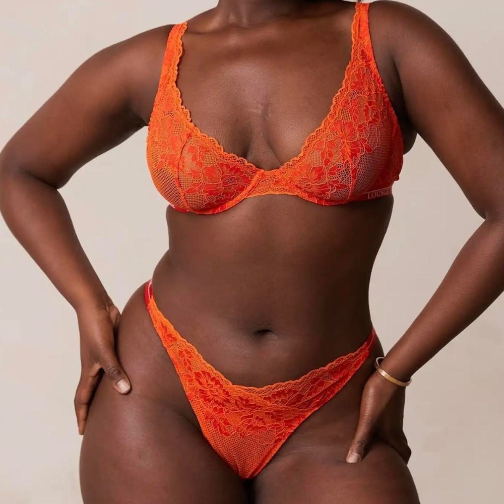 Lounge Underwear Luxe Balcony Bra and Thong SET Orange
